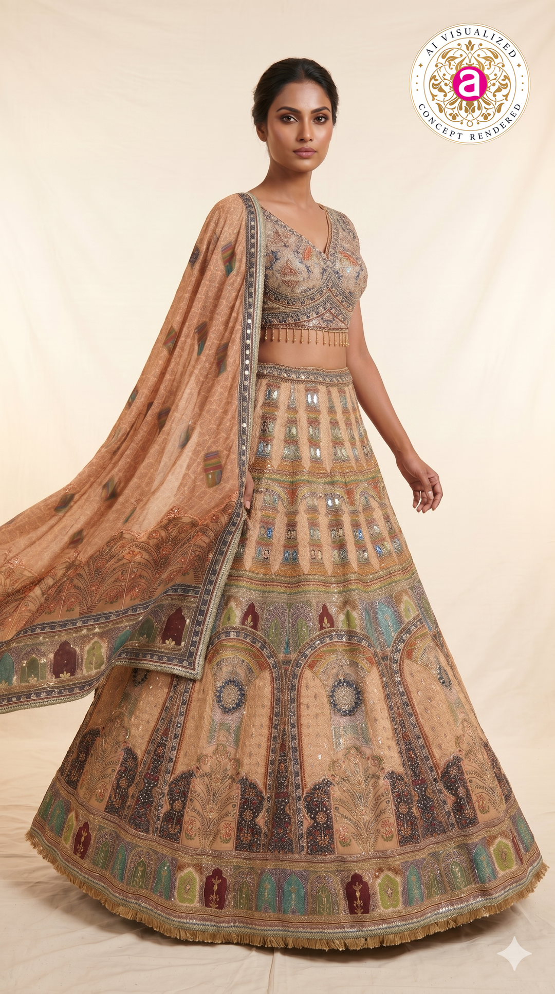 Heritage Palace Art Embroidered Designer Lehenga Set