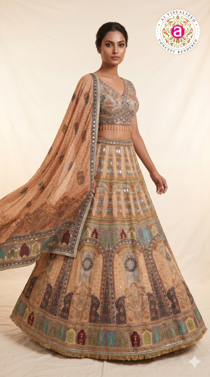 Heritage Palace Art Embroidered Designer Lehenga Set