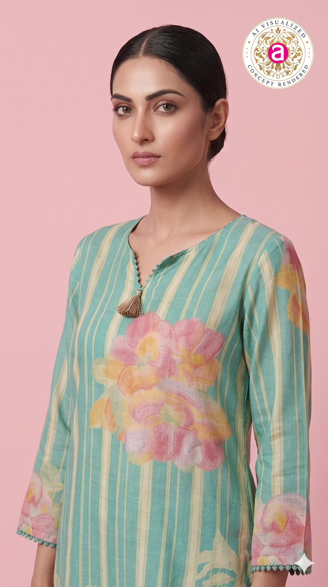 Aqua Blue Floral Printed Straight Kurta Set with Dupatta