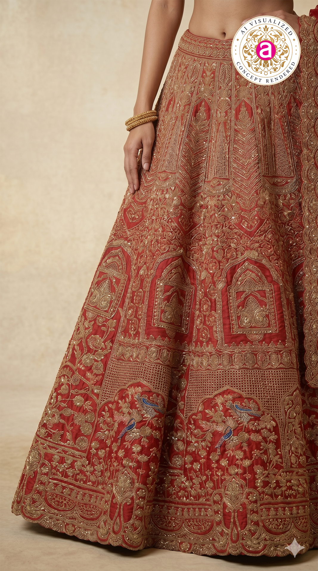 Royal Crimson Red Bridal Lehenga Set with Heritage Zari Embroidery & Designer Net Dupatta