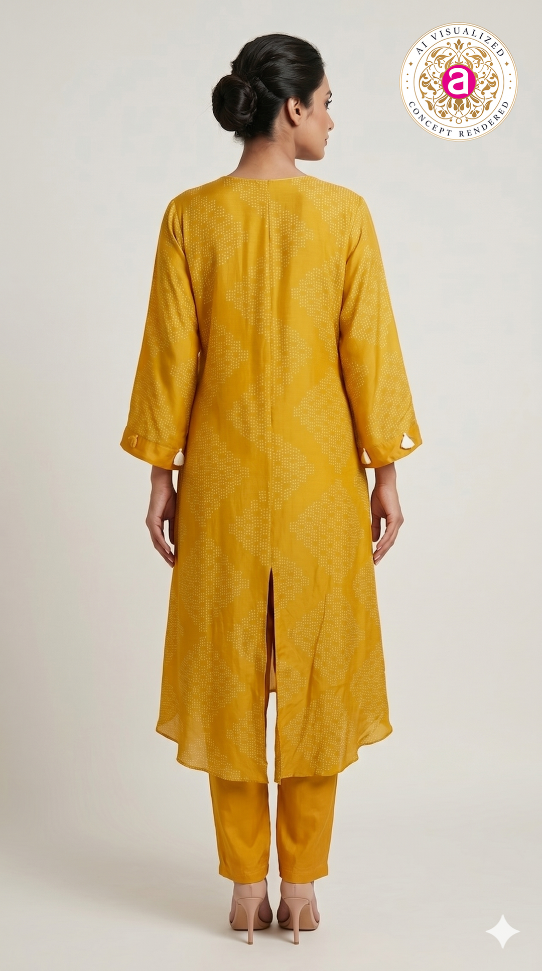 Mustard Yellow Embroidered Co-Ord Set with High-Low Tunic