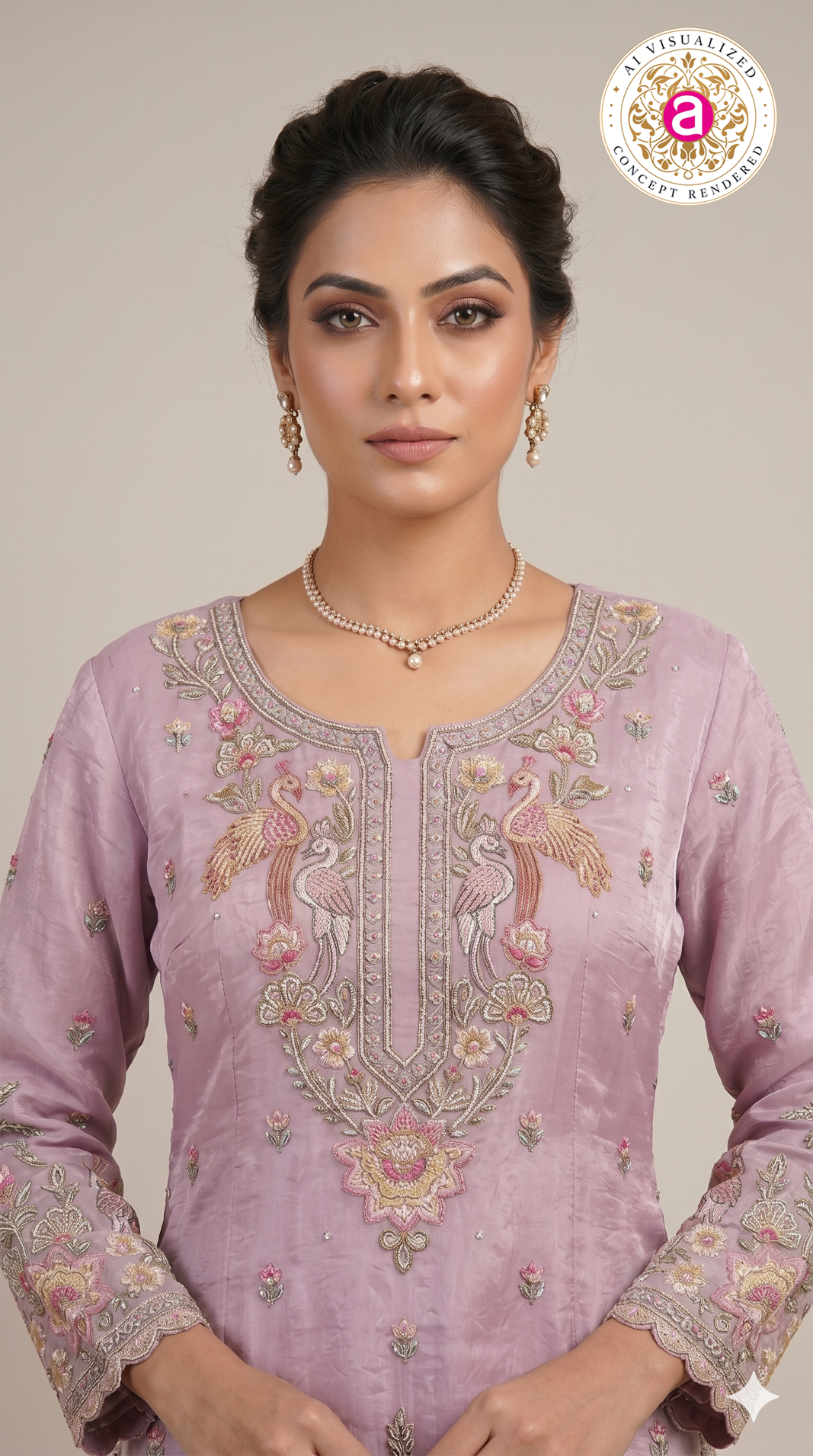 Blush Pink Embroidered Designer Kurta Sharara Set