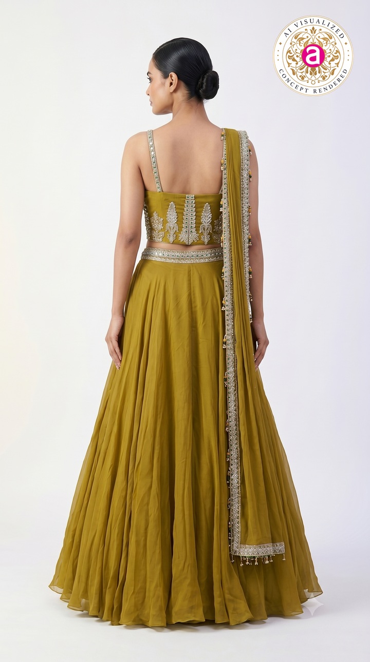 Mustard Gold Embellished Designer Lehenga Set