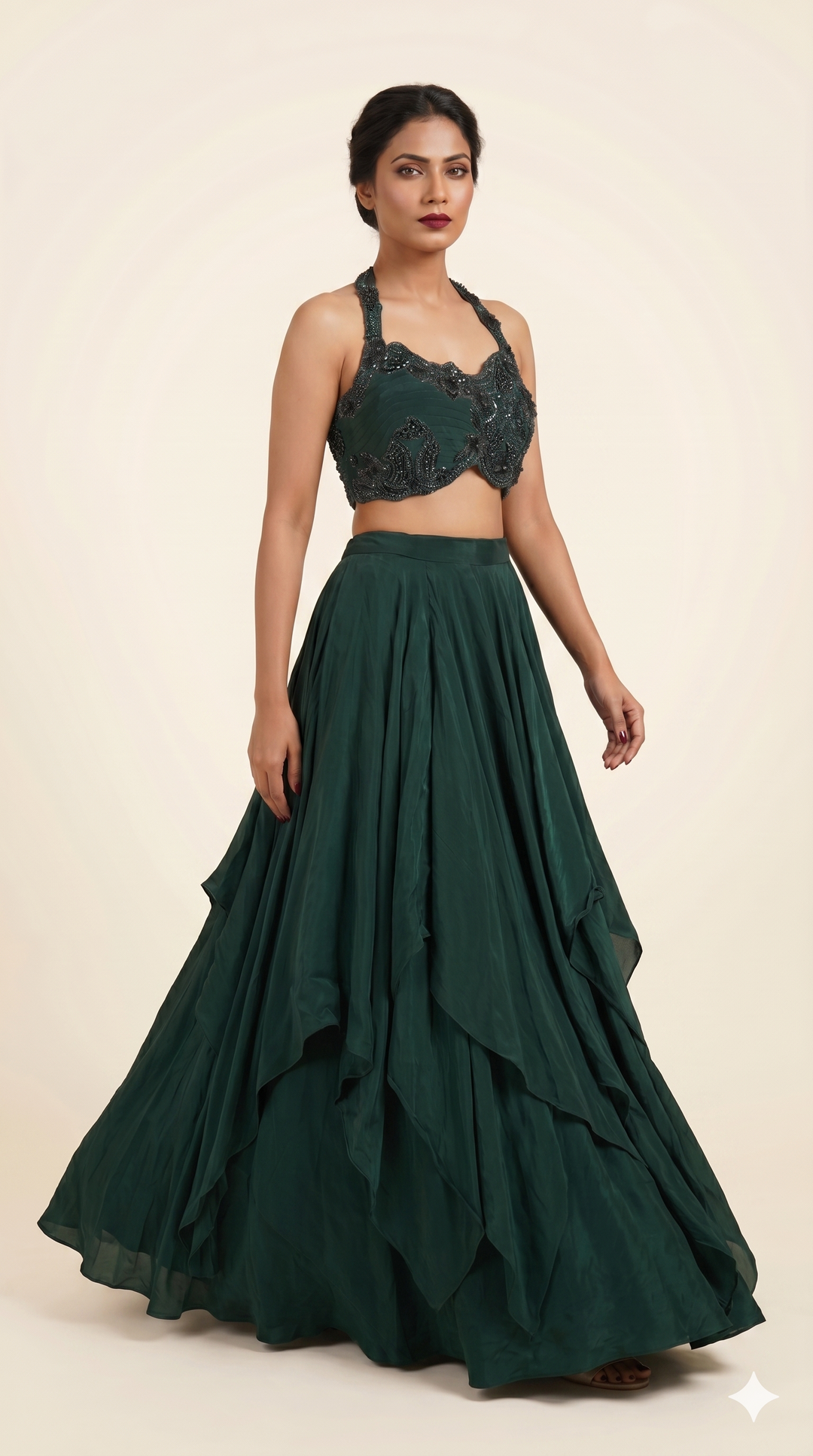 Emerald Green Designer Party Wear Lehenga Set