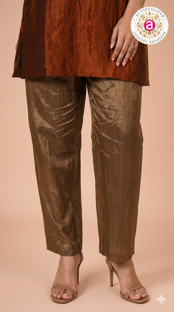 Rust Brown Embroidered Designer Kurta Pant Set