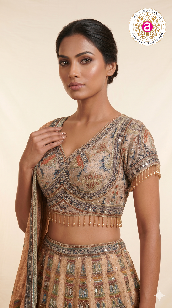 Heritage Palace Art Embroidered Designer Lehenga Set