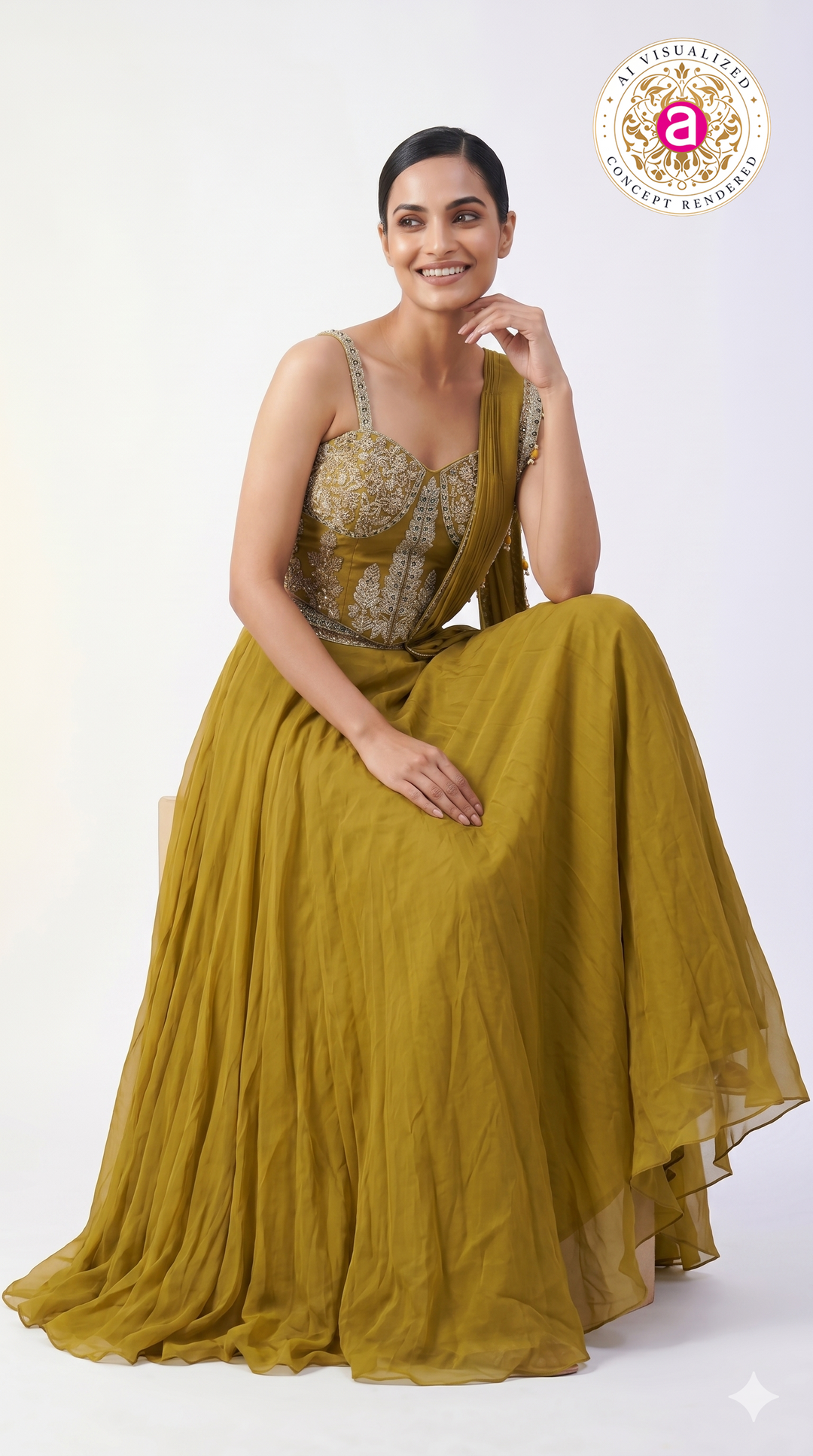 Mustard Gold Embellished Designer Lehenga Set