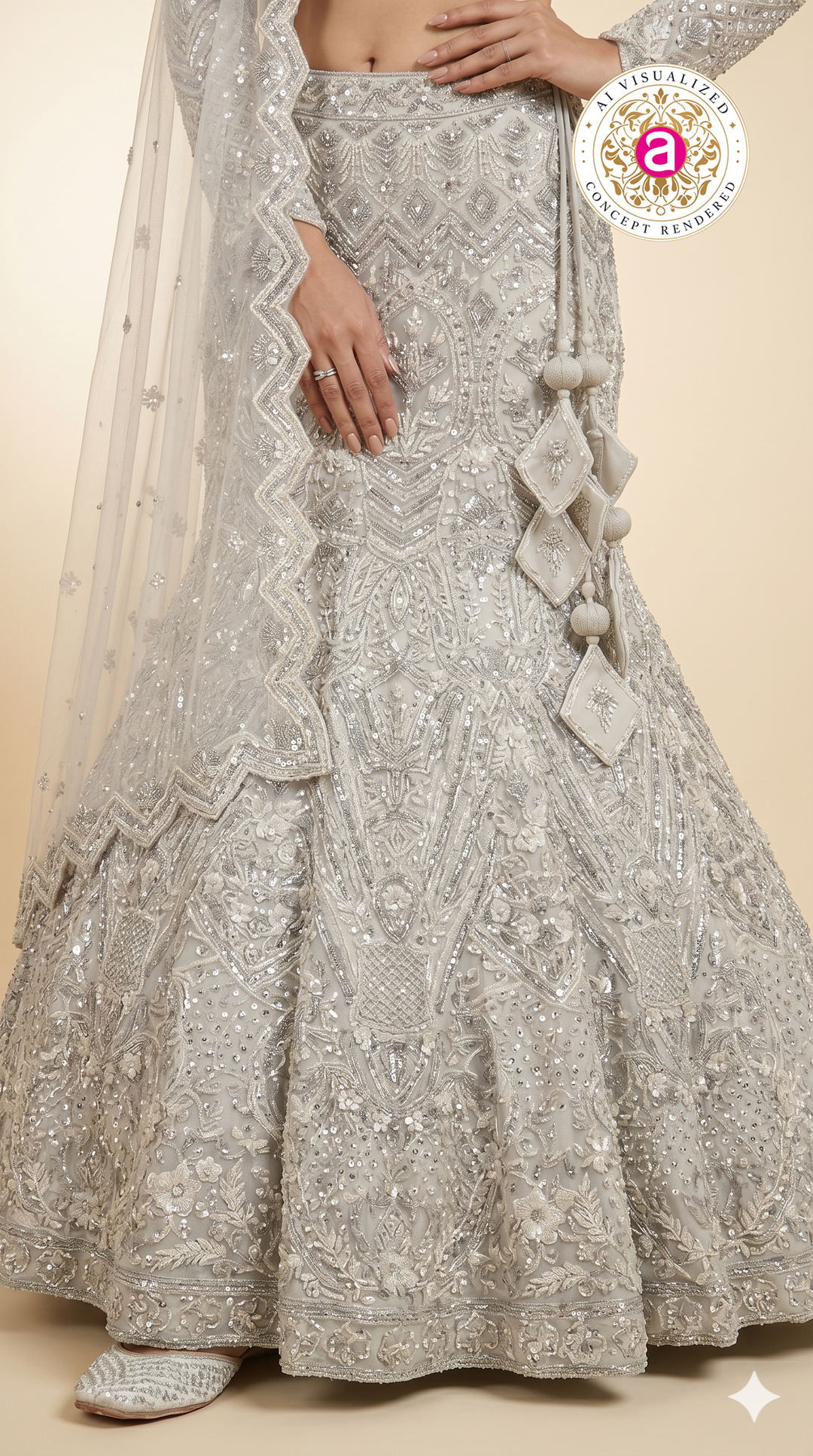 Ivory White Heavy Embroidered Designer Lehenga Set