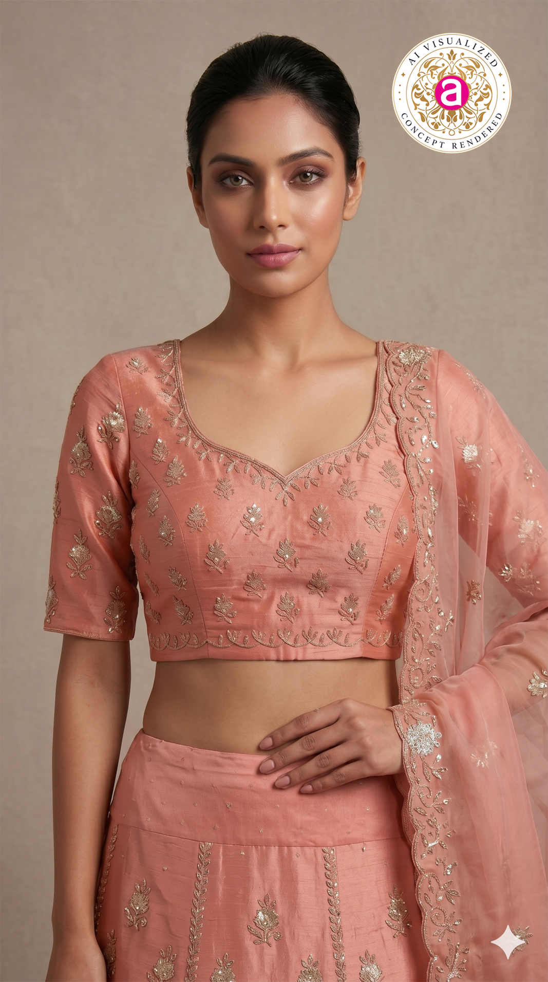 Blush Pink Embroidered Designer Lehenga Set with Organza Dupatta