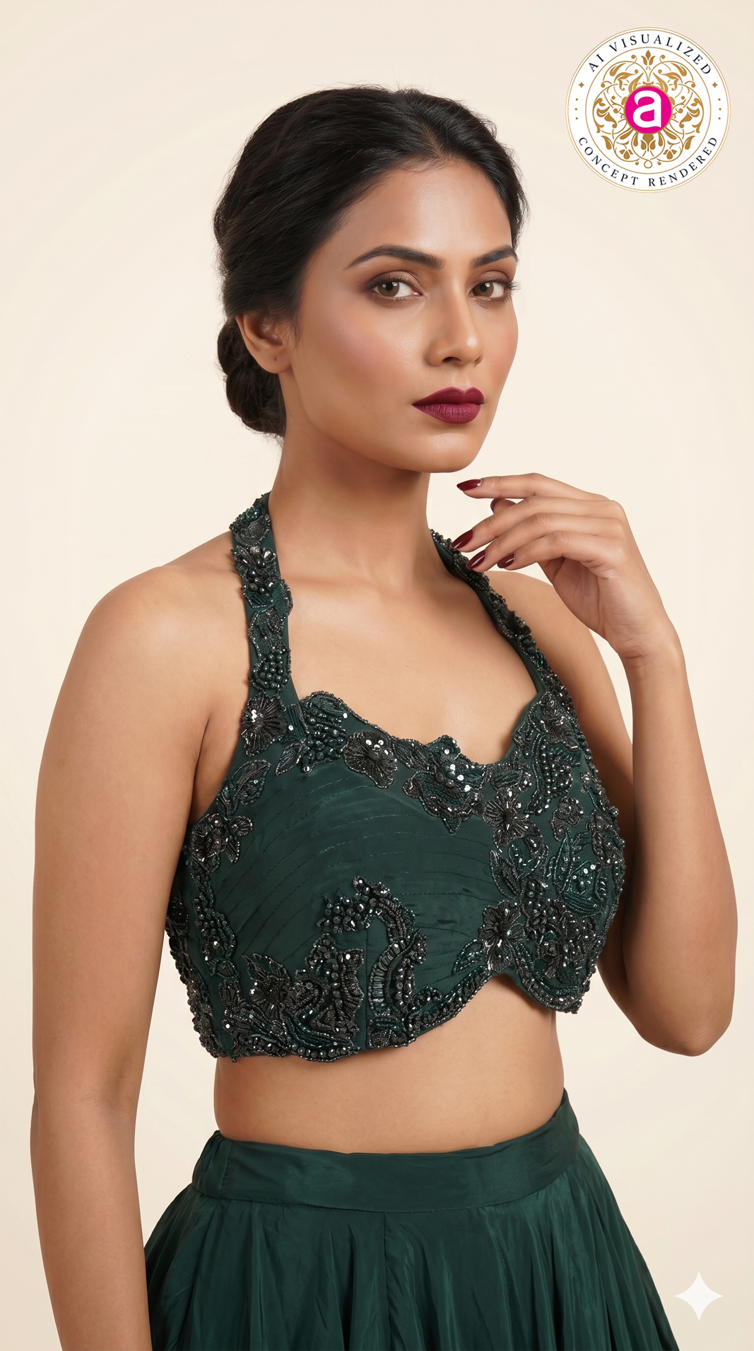 Emerald Green Designer Party Wear Lehenga Set