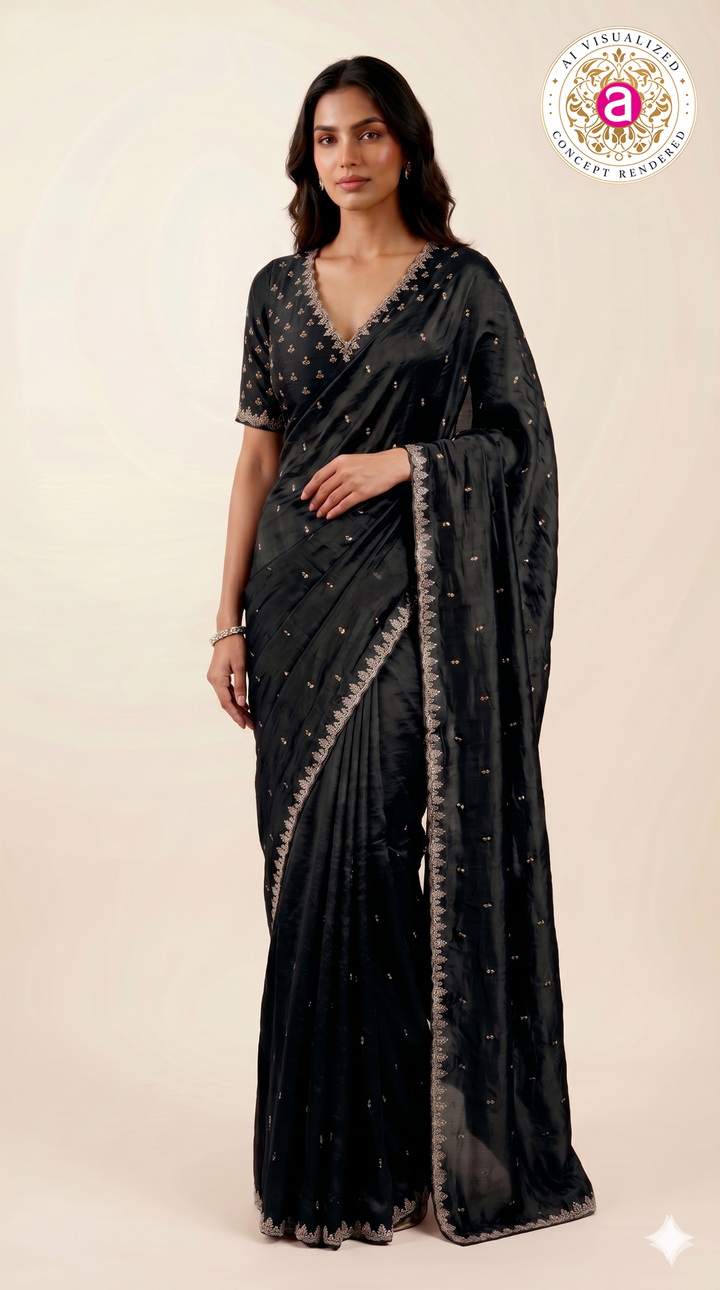 Black Handwork Saree with Designer Blouse