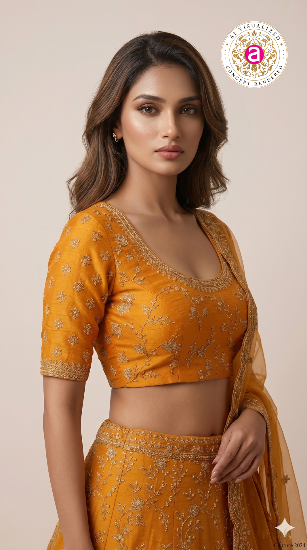 Mustard Yellow Designer Bridal Lehenga Set with Heavy Zari Embroidery & Net Dupatta