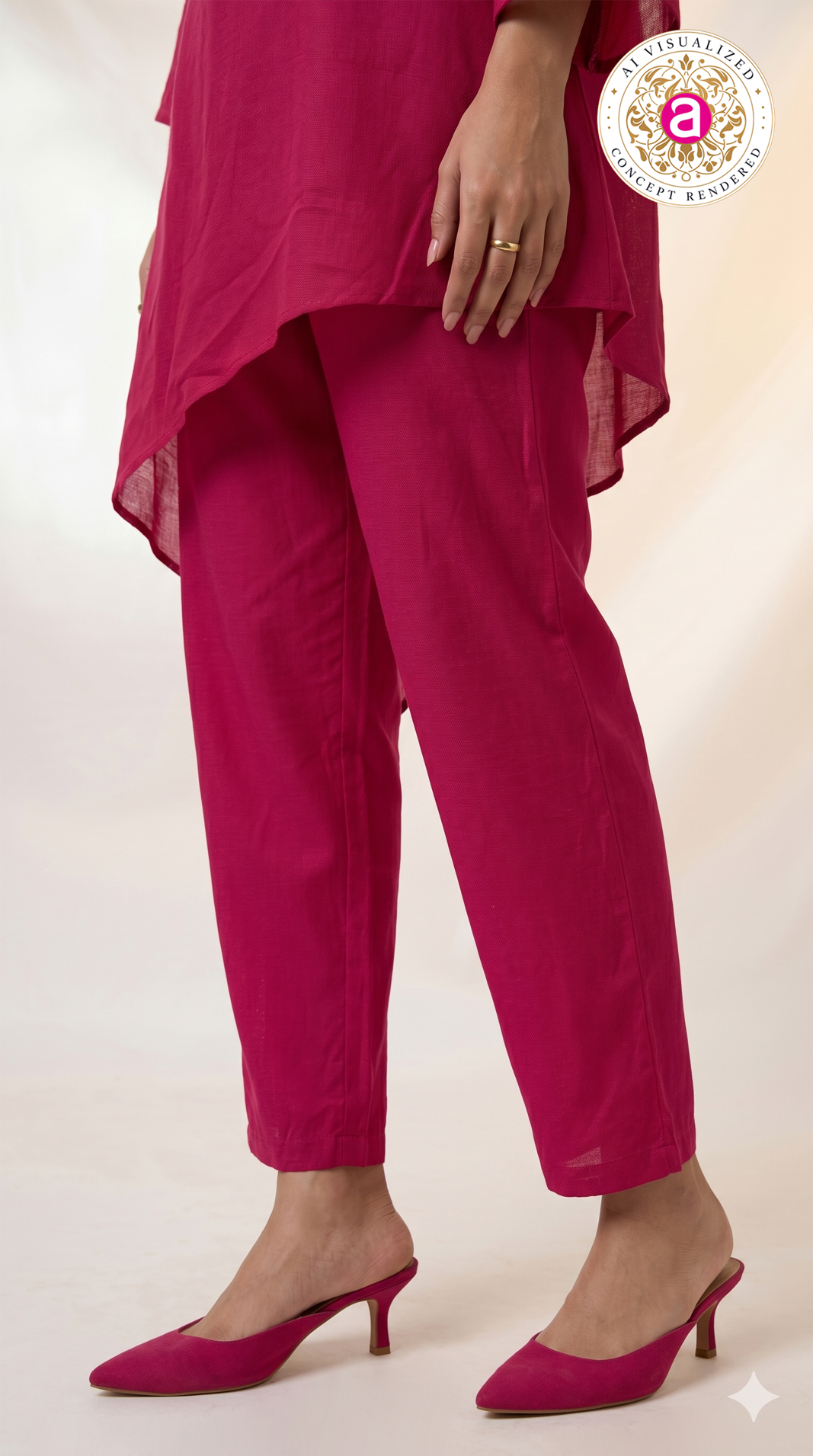 Rani Pink Embroidered Asymmetric Co-ord Set