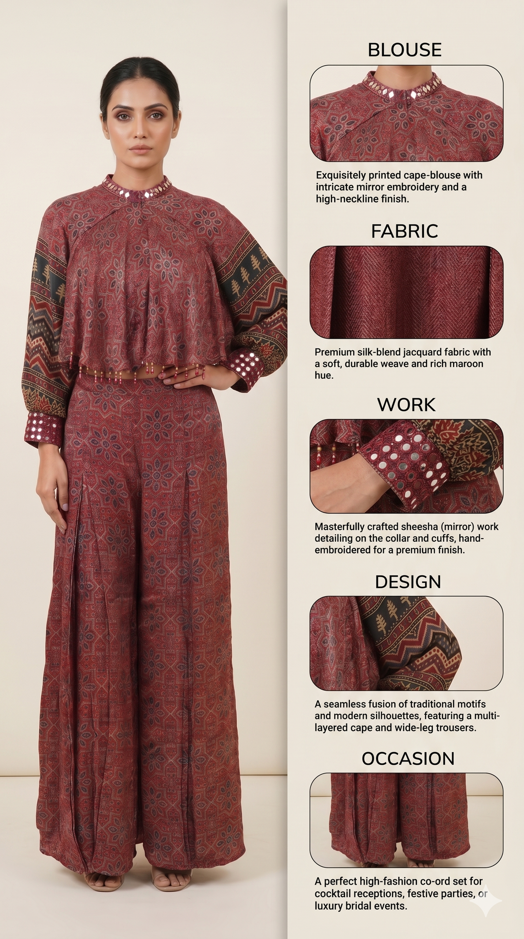 Rust Red Heritage Printed Co-Ord Palazzo Set