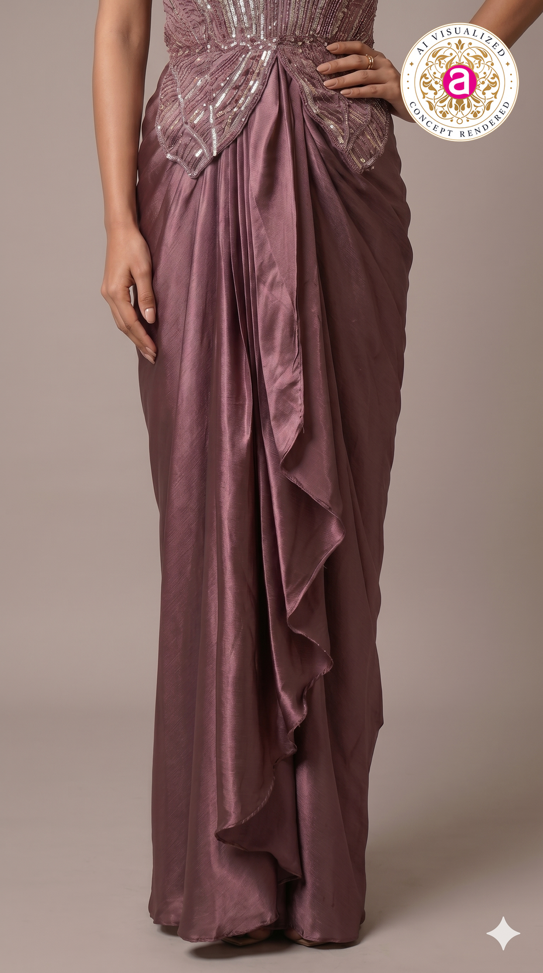 Dusty Mauve Embellished Indo-Western Drape Gown