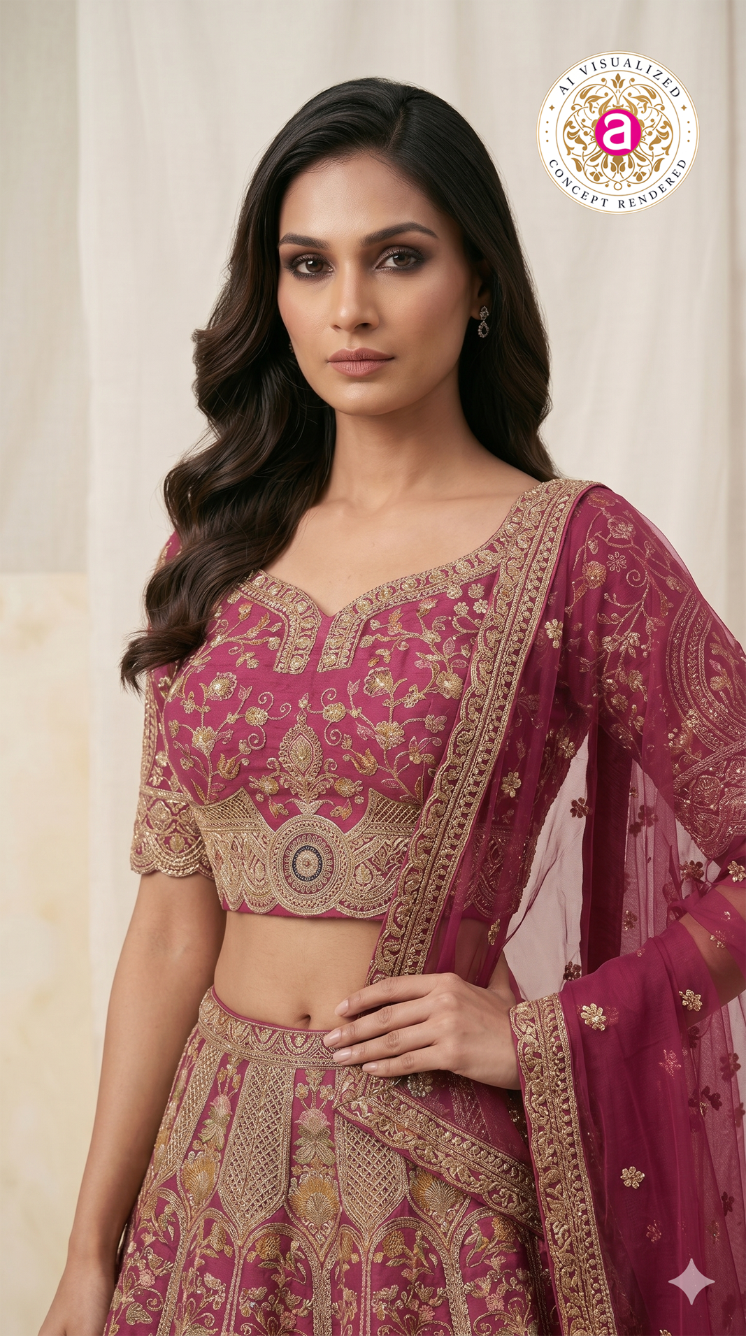 Royal Fuchsia Pink Bridal Lehenga Set with Peacock Motifs & Heritage Zari Embroidery