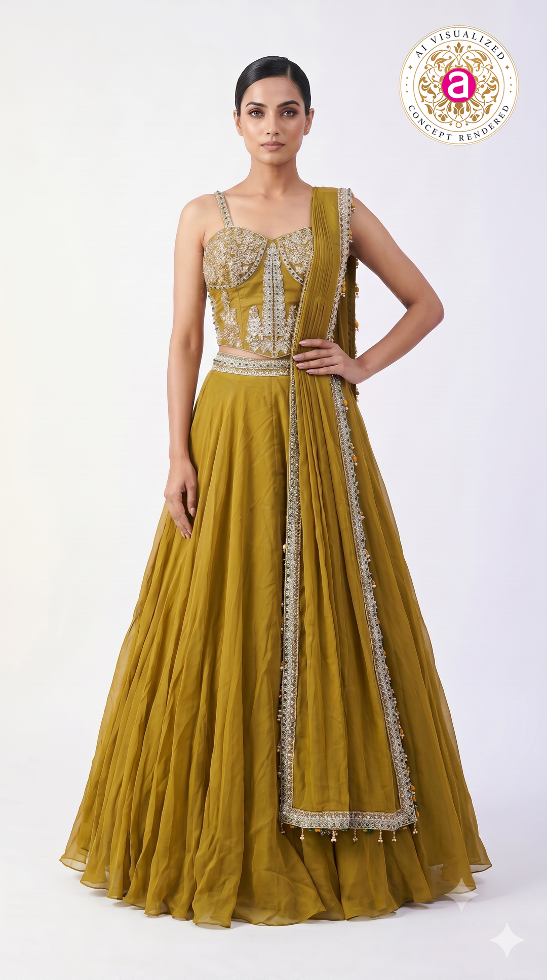Mustard Gold Embellished Designer Lehenga Set