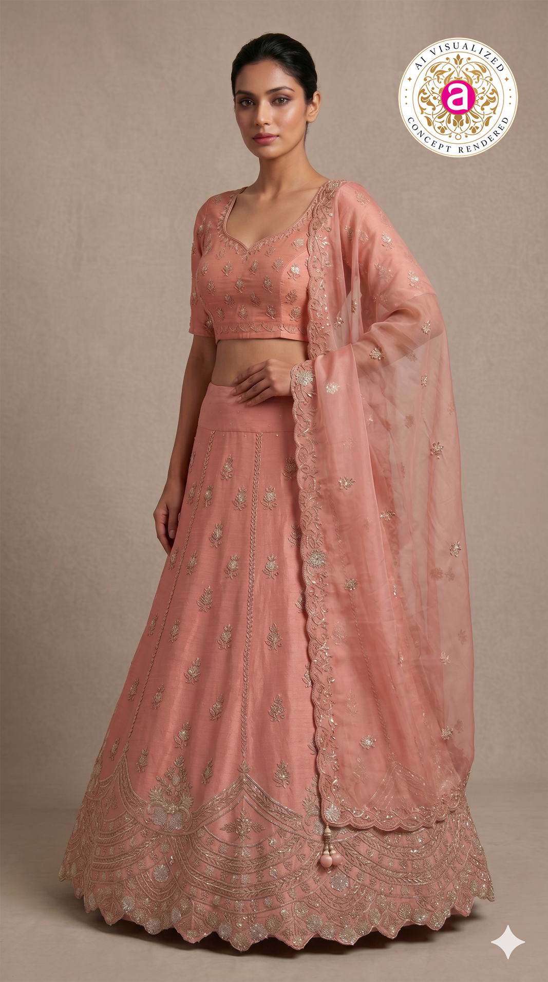 Blush Pink Embroidered Designer Lehenga Set with Organza Dupatta