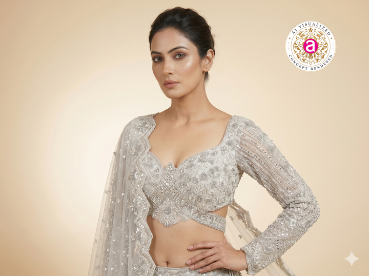 Ivory White Heavy Embroidered Designer Lehenga Set