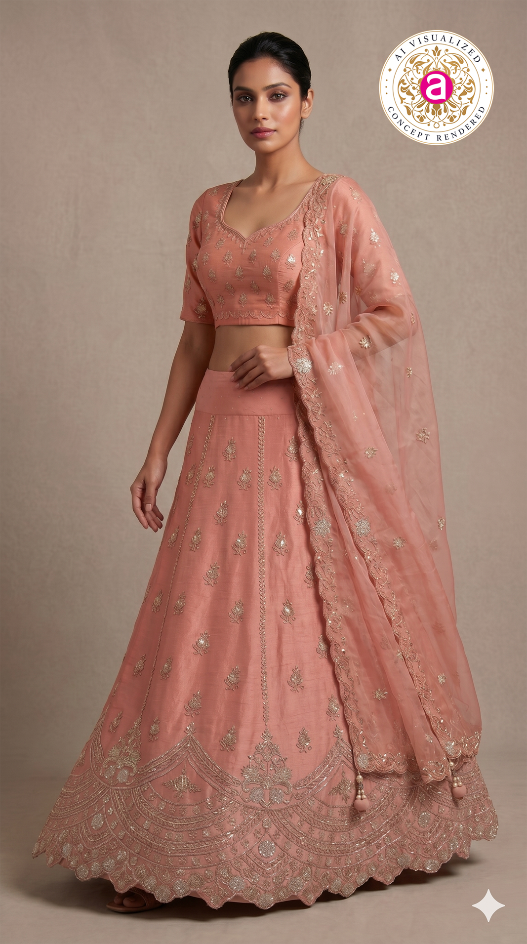 Blush Pink Embroidered Designer Lehenga Set with Organza Dupatta