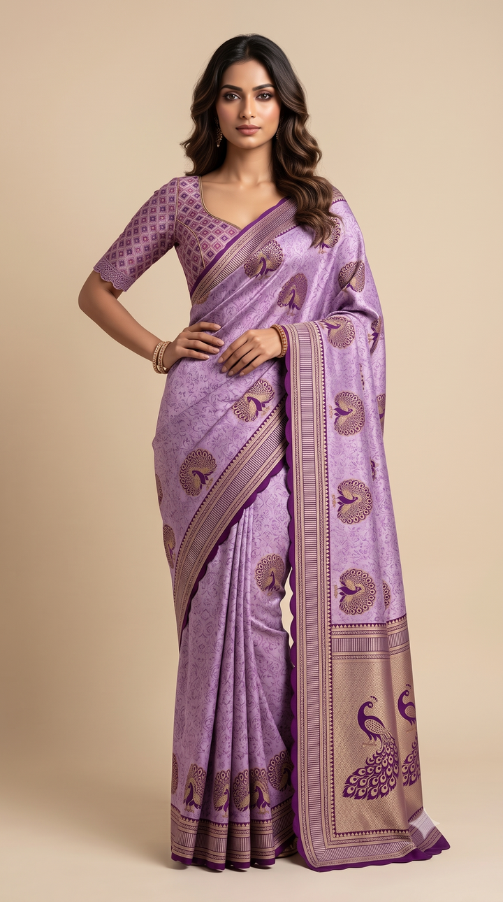 Silk Saree with Paisley Heritage Print & Designer Border