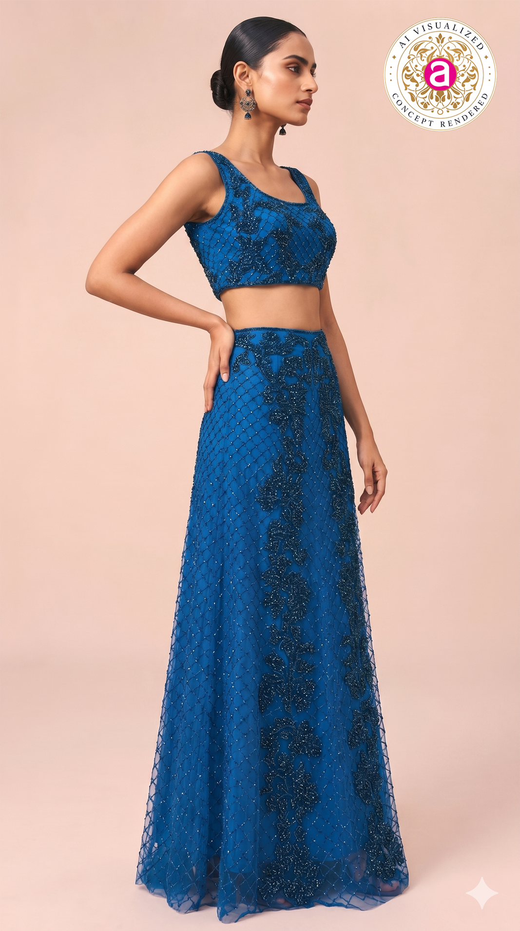 Royal Blue Embellished Designer Lehenga Set