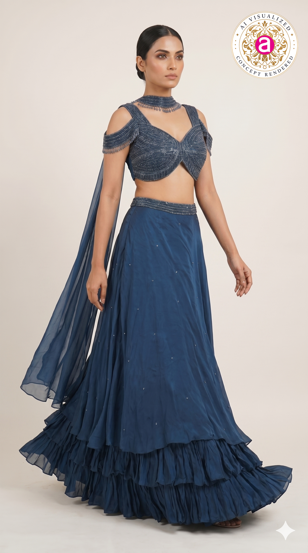 Navy Blue Designer Party Wear Lehenga Set