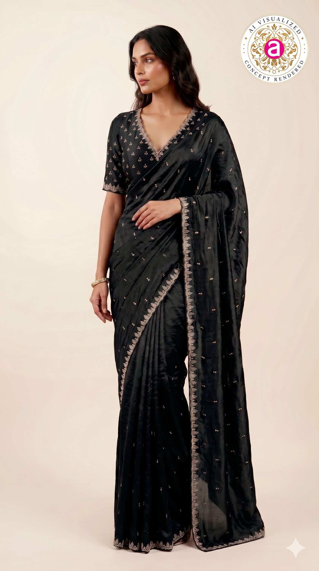 Black Handwork Saree with Designer Blouse