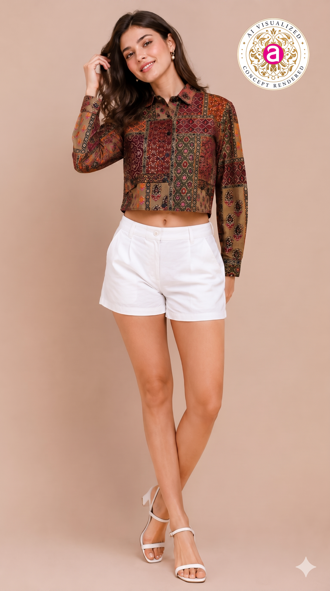 Multicolor Printed Crop Shirt Top