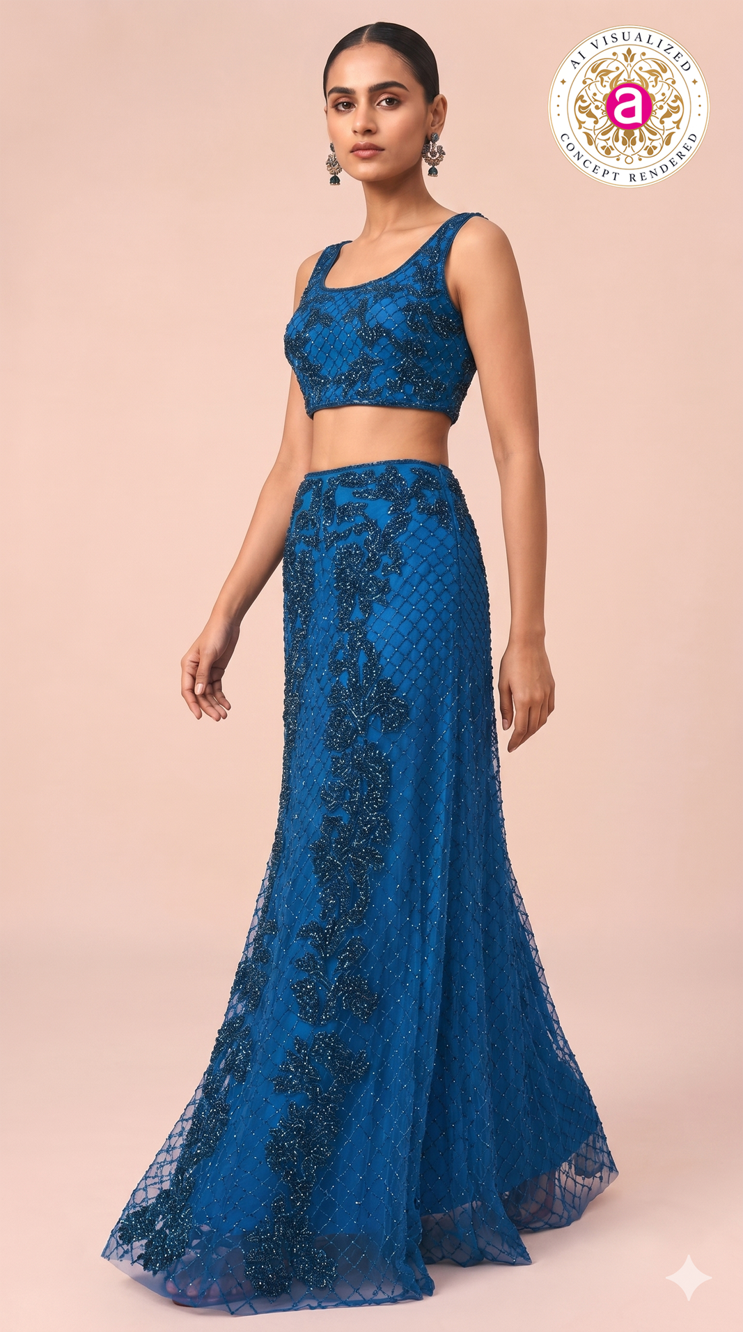 Royal Blue Embellished Designer Lehenga Set