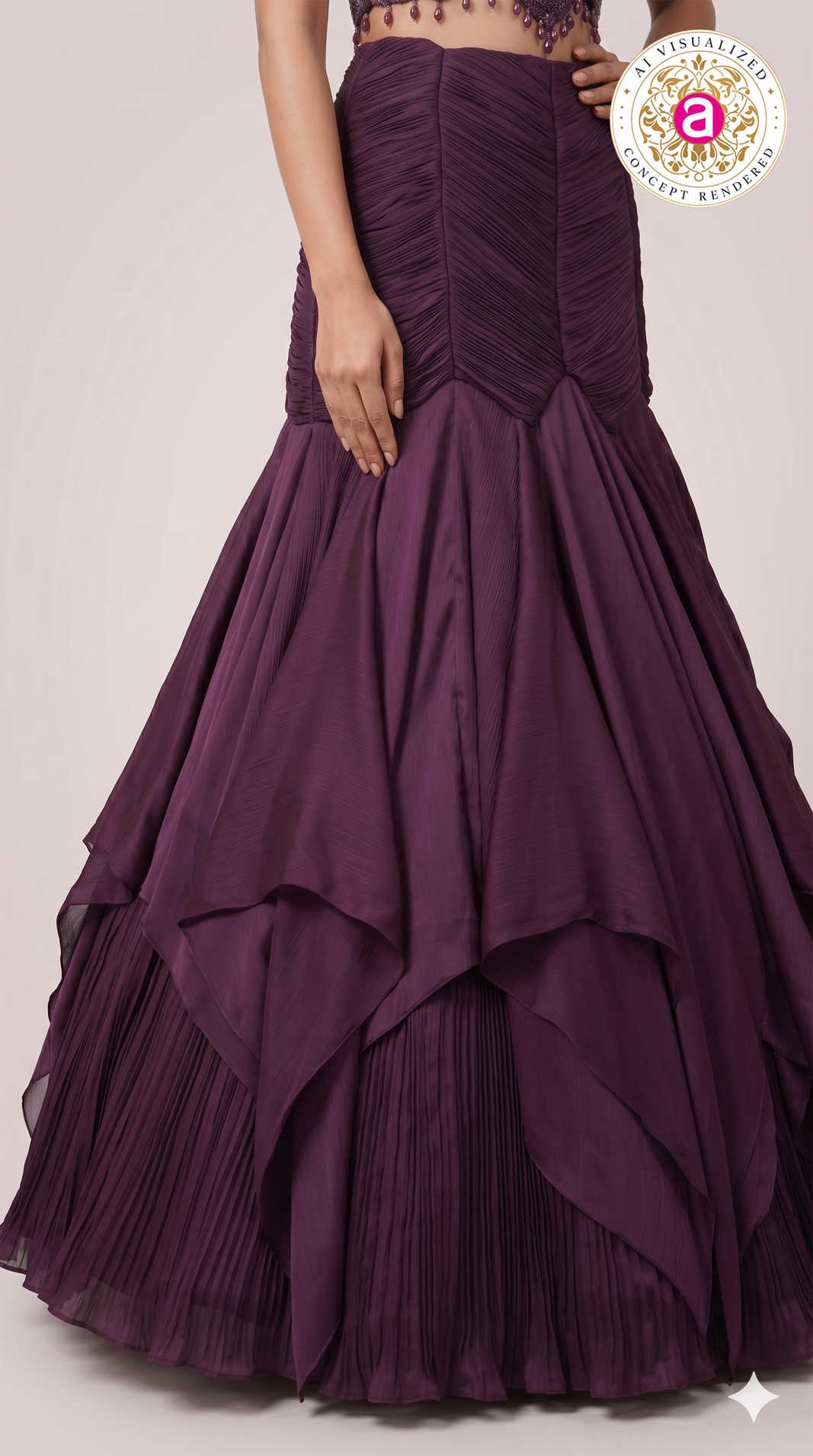 Wine Purple Designer Party Wear Mermaid Lehenga Set