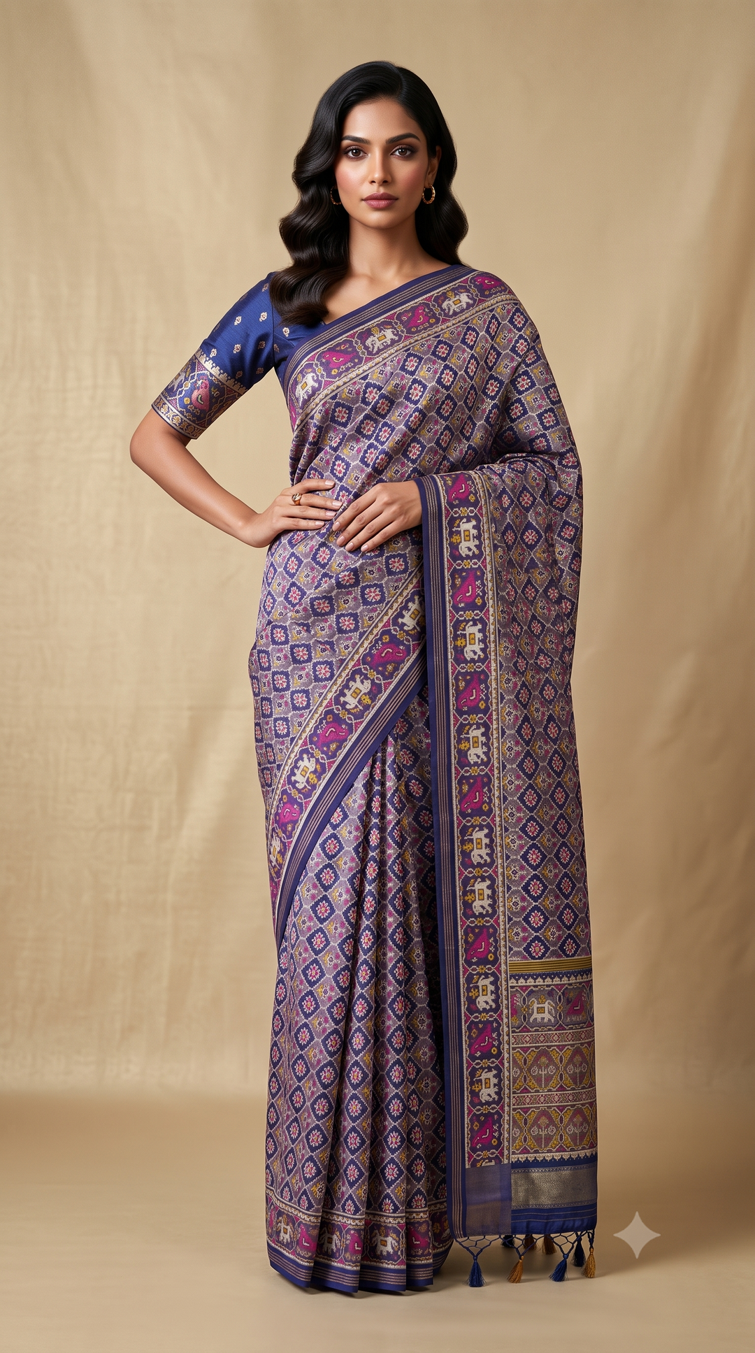 Premium Patola Inspired Weaving Silk Saree with Traditional Elephant Border
