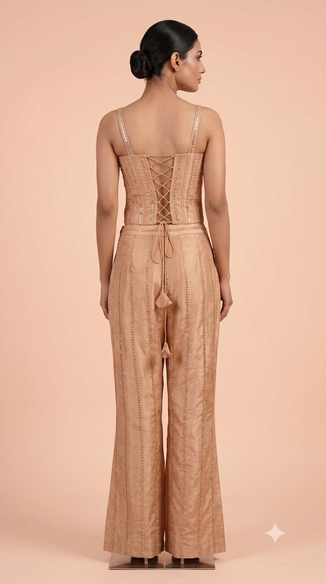 Blush Peach Embellished Corset Co-Ord Set