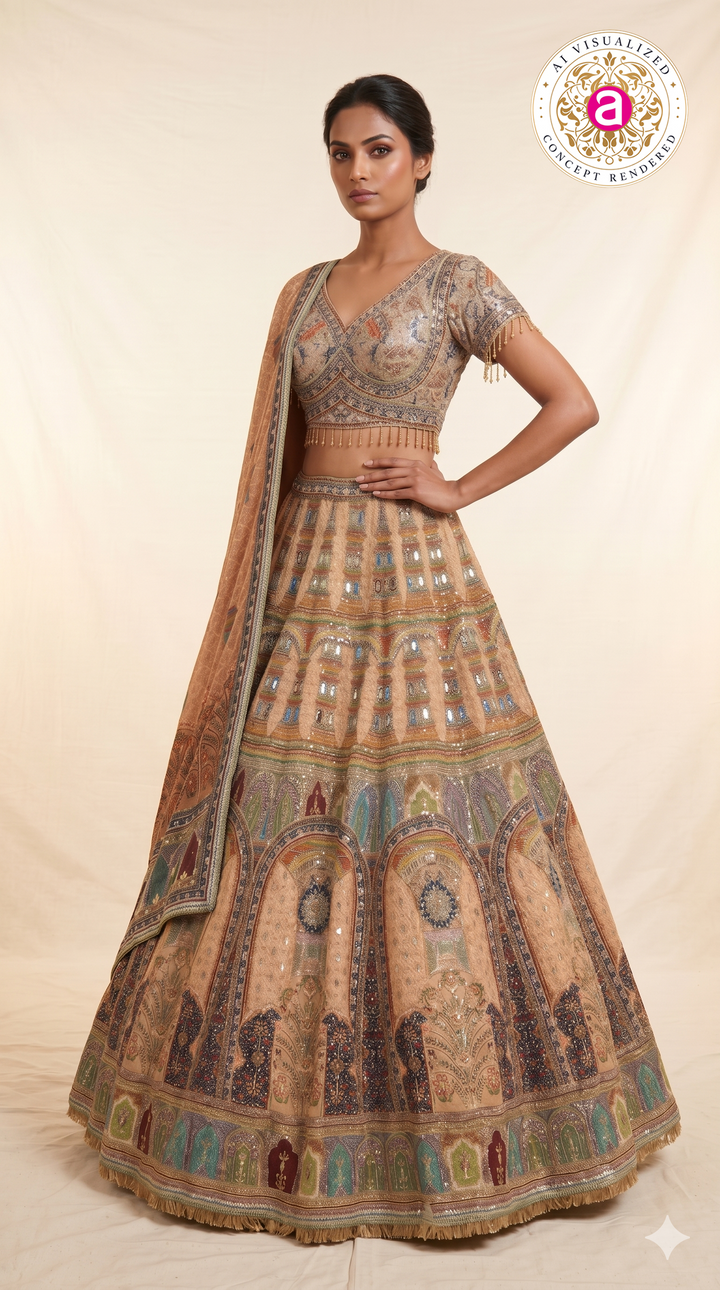 Heritage Palace Art Embroidered Designer Lehenga Set