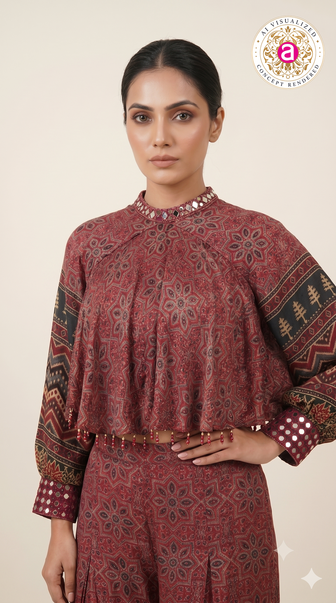 Rust Red Heritage Printed Co-Ord Palazzo Set