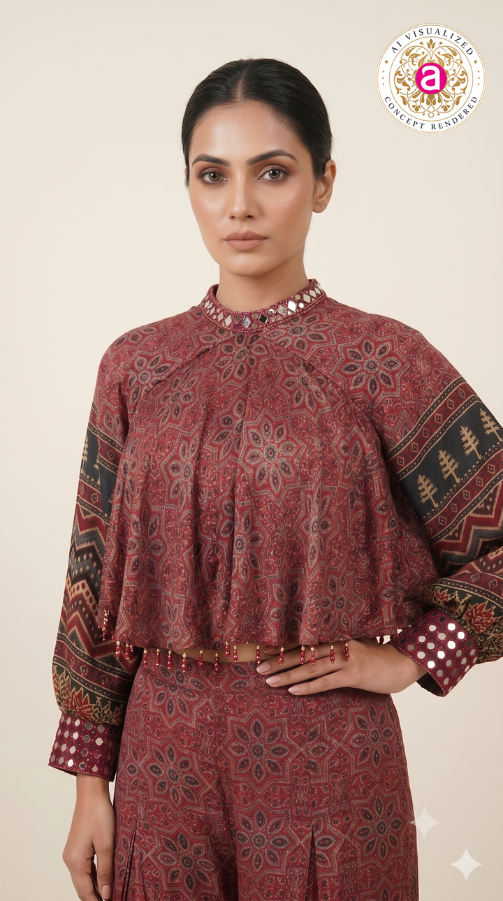 Rust Red Heritage Printed Co-Ord Palazzo Set