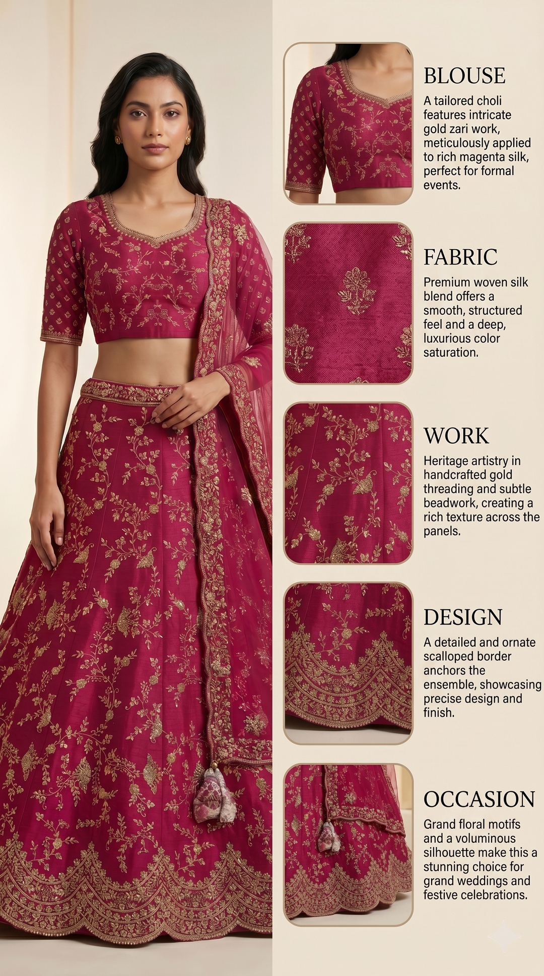 Royal Rani Pink Embroidered Silk Lehenga Set with Net Dupatta