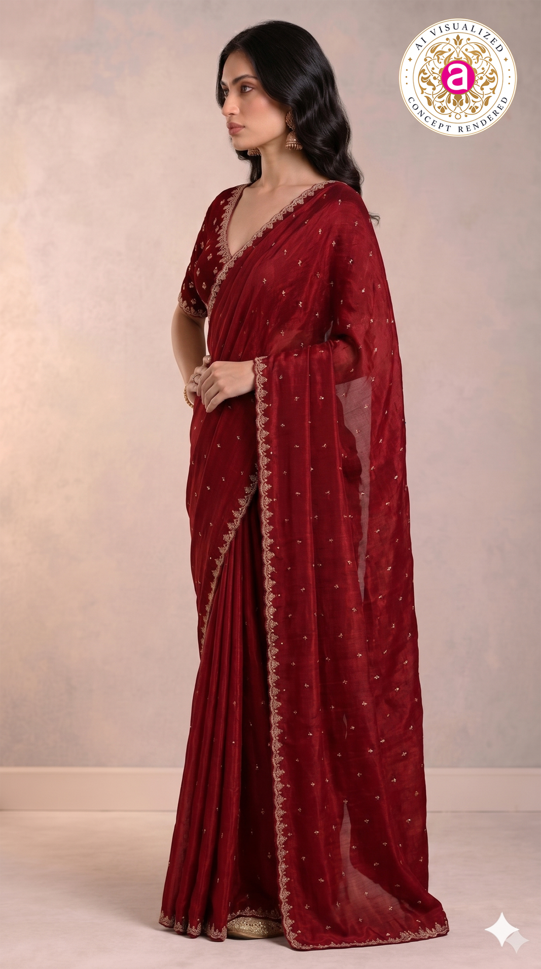 Wine Red Handwork Saree with Designer Handwork Blouse