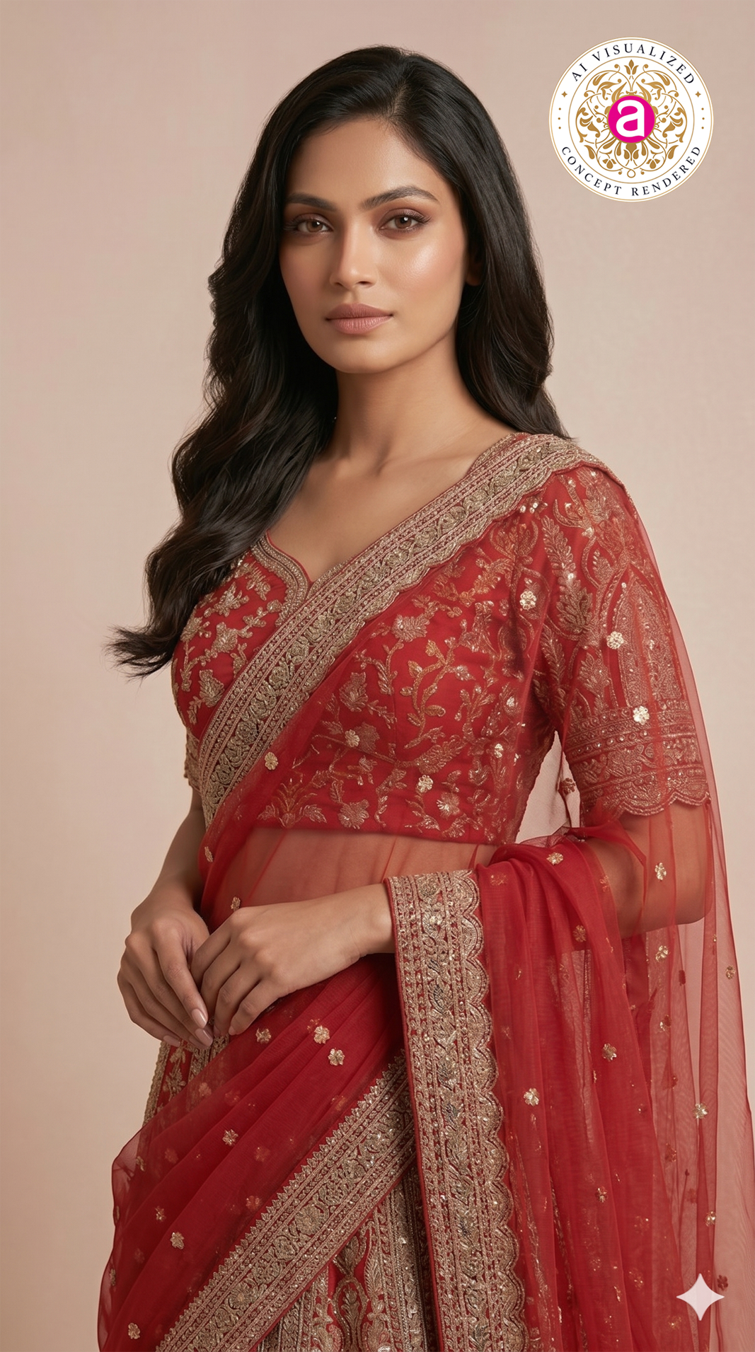 Royal Red Bridal Lehenga Set with Heritage Peacock Embroidery & Designer Net Dupatta