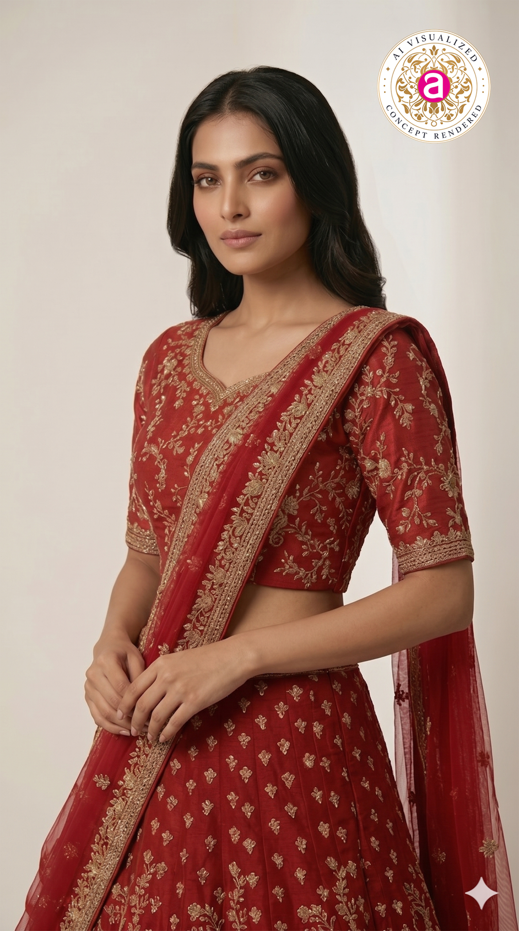 Royal Wine Embroidered Silk Lehenga Set with Designer Net Dupatta