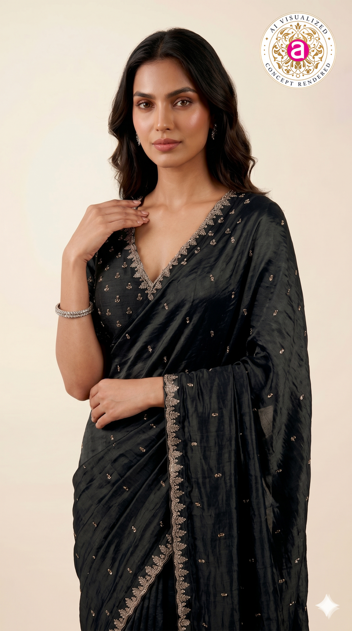 Black Handwork Saree with Designer Blouse
