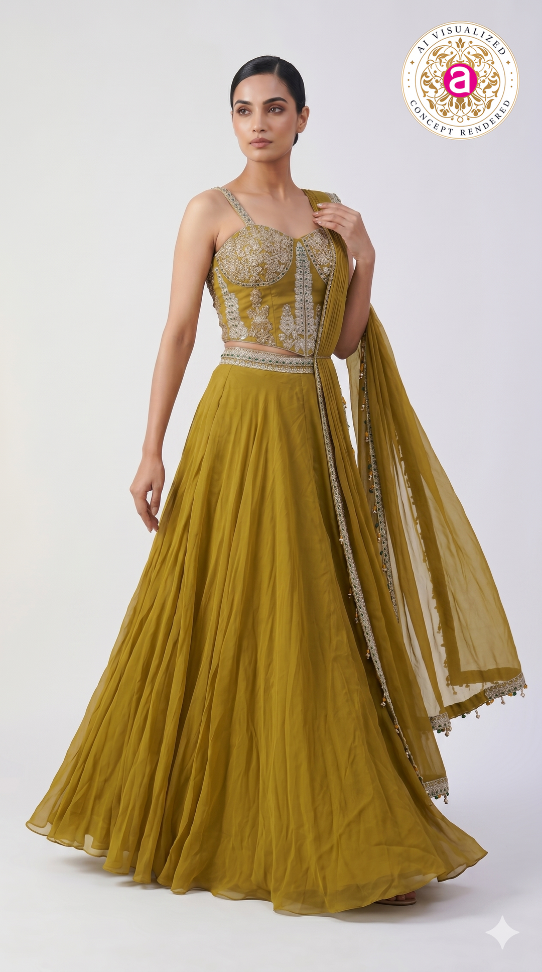 Mustard Gold Embellished Designer Lehenga Set