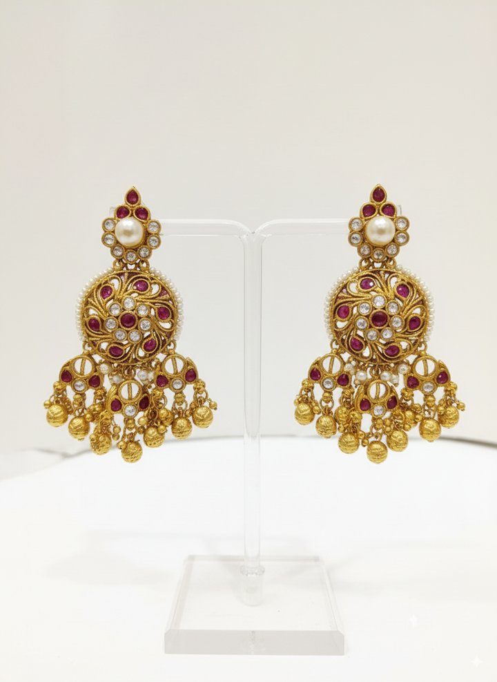 Regal Gold & Green Kundan Pendant Necklace Set with Matching Earrings