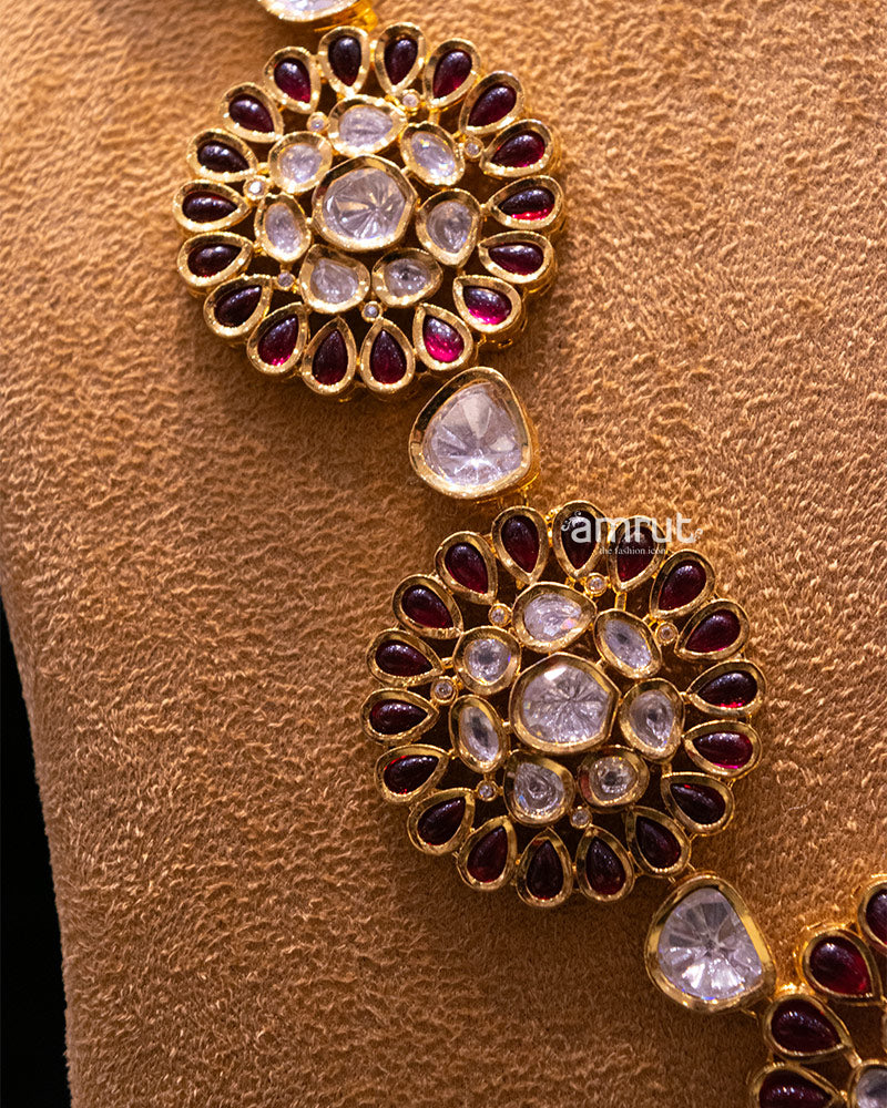 Gold-plated Beaded Polki Kundan Necklace Set