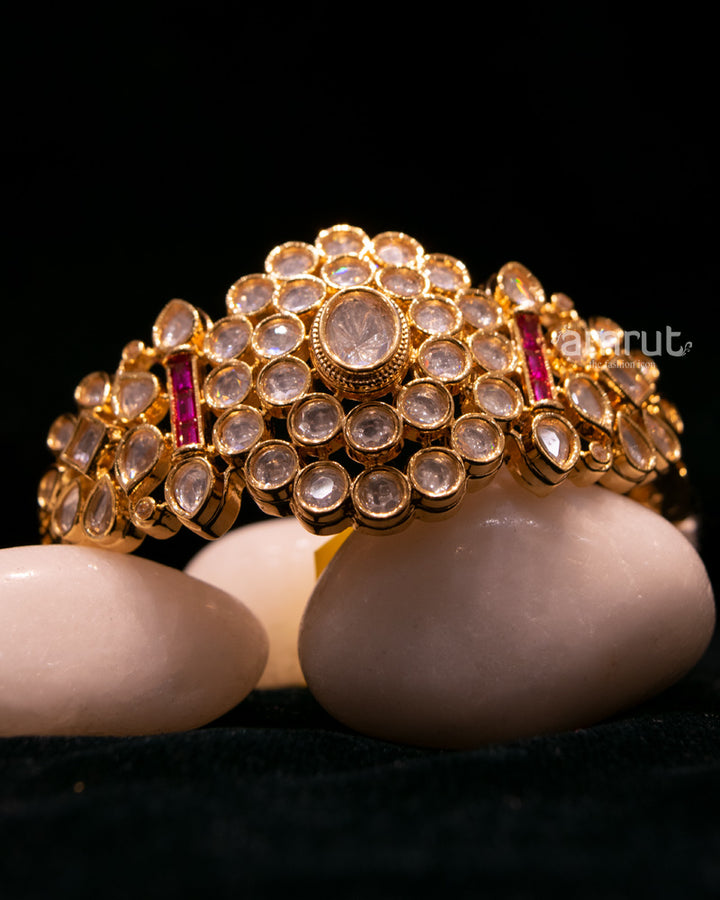 Gold Finished Ruby Kundan Bracelet