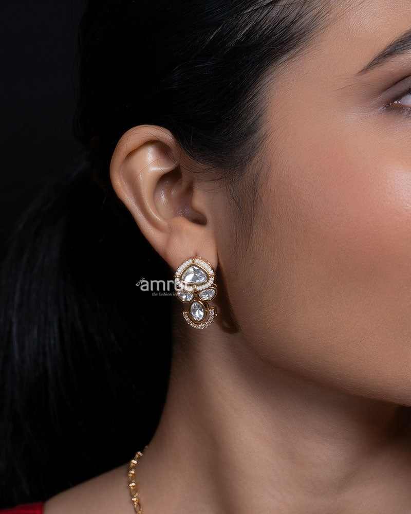 Gold and Pink Kundan Necklace Set with Matching Earrings 02