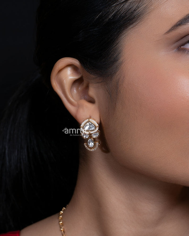 Gold and Pink Kundan Necklace Set with Matching Earrings 02