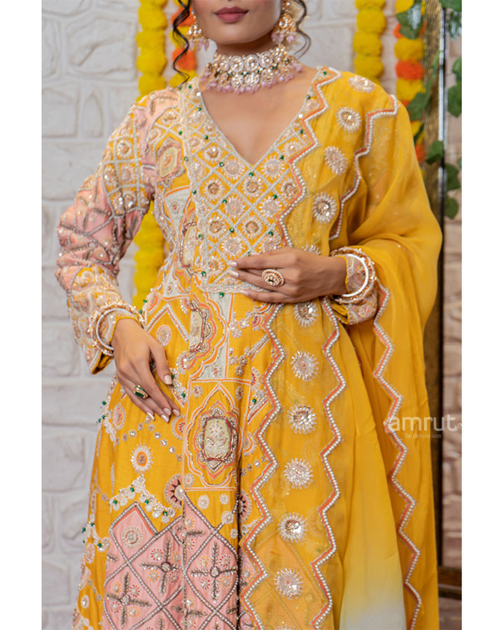 Golden Yellow Heavy Embroidered Salwar Suit with Dupatta