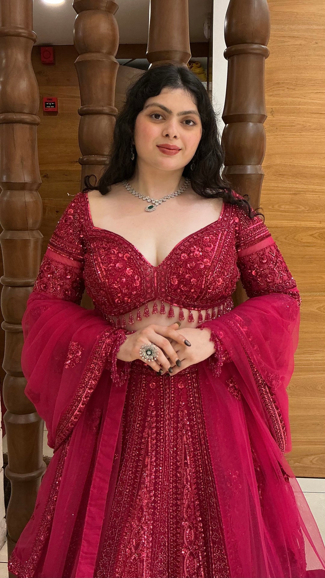 Wine Designer Bridal Lehenga Set with Heavy Sequin & Hand Embroidery