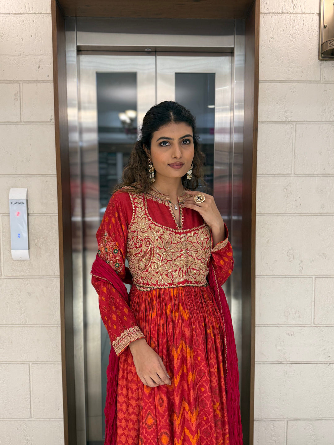 Handcrafted Ikat Silk Anarkali Set with Zari Embroidered Yoke – Available in